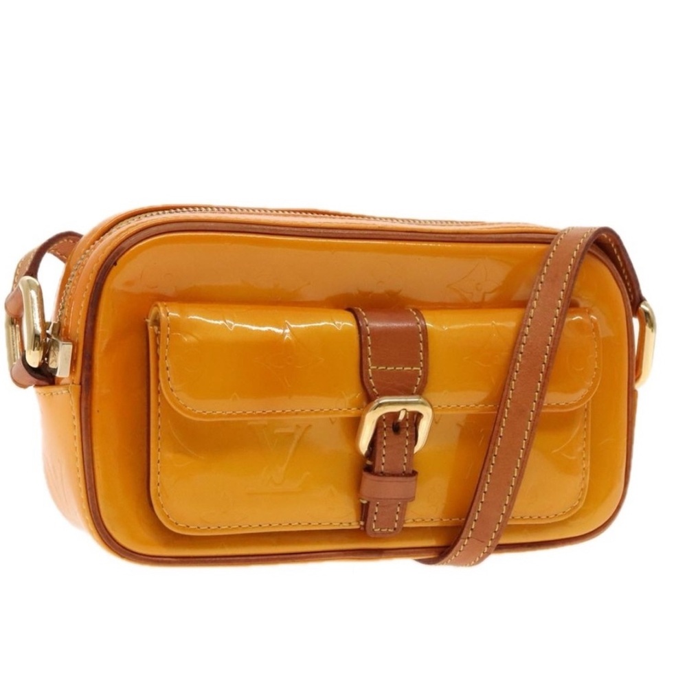 LOUIS VUITTON Monogram Vernis Christy MM Shoulder Bag Jaune M91108 Auth 94382